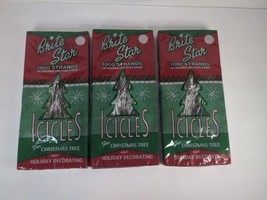 3 Boxes Brite Star Icicles For Christmas Tree Holiday Silver, 18&quot;, 1000 Strands - £12.50 GBP