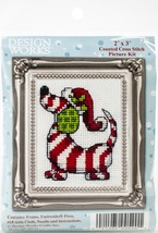 Design Works Counted Cross Stitch Kit 2&quot;X3&quot;-Candy Cane Dog (14 Count) - $13.05