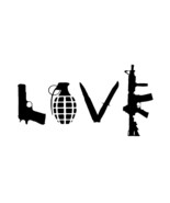 Love Pistol Grenade Bullet Knife Machine Gun White &amp; Black 3.75x7.5 Vi... - €2,94 EUR