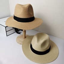 2 PACK Straw Hats Fedora Beach Sun Hat Wide Floppy Brim Straw Panama Roll Up Hat - £26.06 GBP