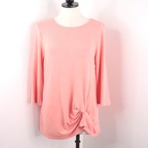 Christopher &amp; Banks Women&#39;s L Coral Peach Soft Knit Knotted Waist Tunic Sweater - $13.00