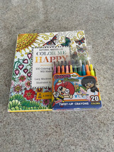 Color Me Happy: 100 Coloring Templates + 20 Mini Twist- Up Crayons - £7.51 GBP