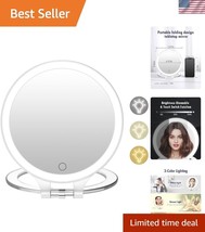 Travel-Friendly 10X Magnifying Vanity Mirror with 3 Lighting Modes - Cor... - $30.99