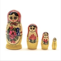 Russian Wood Dolls Matryoshka Babushka Stacking Nesting Set Vintage 3.5&quot; H - £10.14 GBP