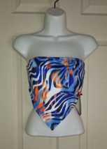 Shein SXY Blue Orange Print Strapless Tube Top Blouse Size Medium With Tag - £9.98 GBP