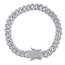 Hip Hop Iced Out Bling CZ Men Bracelet fashion Long Miami Cuban Chain bracelets  - £31.46 GBP+