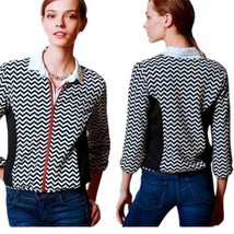 $165 Anthropologie Zipped Chevron Cardigan Small 2 4 Jacekt Sweater Lined NWT - £64.42 GBP