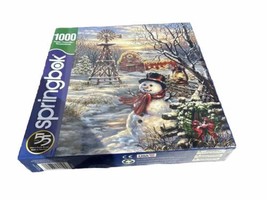 Winter Windmill Jigsaw By Springbok 1000 Pc Puzzle Snowman Snow Christmas Man - £10.96 GBP