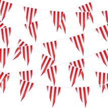 5 Sets 160 ft 100 Pieces Carnival Circus Bunting Banner Red and White St... - £21.75 GBP