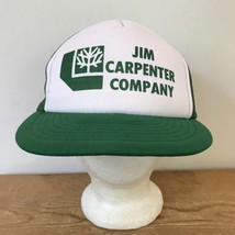 Vtg 80s Yupoong Jim Carpenter Company Green Mesh Trucker Snapback Hat Adjustable - £24.12 GBP