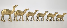 Vintage Brass Camels Figurine Figures Lot of 6 Graduated Size Camel Caravan Herd - £10.62 GBP