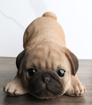 Realistic Lifelike Adorable Fawn Pug Puppy Dog Crouching Playfully Figurine - $31.99