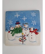 St Nicholas Square &quot;Button Up&quot; Snowman Christmas Trivet Wall Hanging 7x7... - $10.84