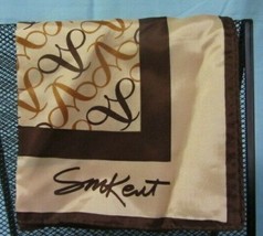 Vintage Avon Award New Hand Screened Scarf Tan &amp; Brown Designed By S.M.Kent Mip - £7.58 GBP