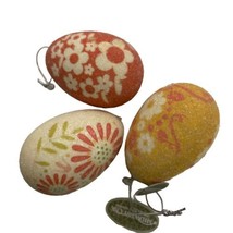 Midwest-CBK Yellow Orange and Green 4 Inch Faux Sugar Egg Ornaments Lot of 3 - £5.19 GBP