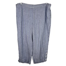 Chico&#39;s Linen Pants 4 Blue White Stripes XXL Size 20 - $29.69