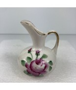 Wesley China Mini Cream Pitcher Creamer Hand Painted Pink Green Floral G... - £14.08 GBP