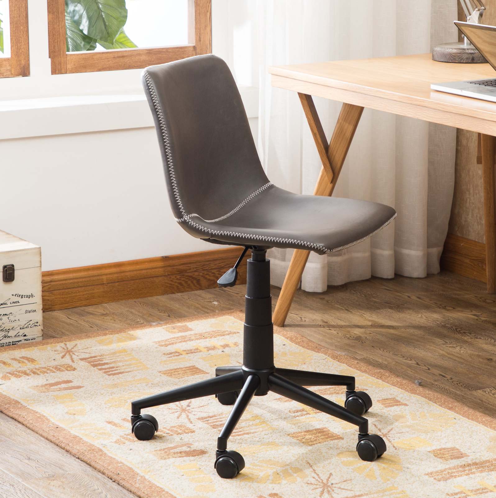 Cesena Faux Leather Swivel Office Chair, Antique Gray Item image 4