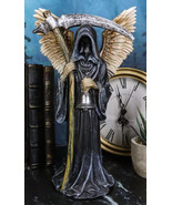 Winged Death Angel Grim Reaper with Scythe And Silver Toll Bell Figurine - £23.59 GBP