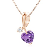 ANGARA Natural 0.7 Ct A-Grade Heart-Shaped Amethyst Ribbon Pendant in 14K Gold - £327.12 GBP