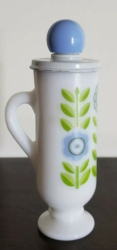 Vintage Collectible Avon Dutch Treat Demi Cup Milk Glass Floral Design ~ 2 Item image 3