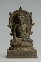 Antique Indonesian Style Seated Bronze Javanese Enlightenment Buddha - 25cm/10&quot; - £884.42 GBP