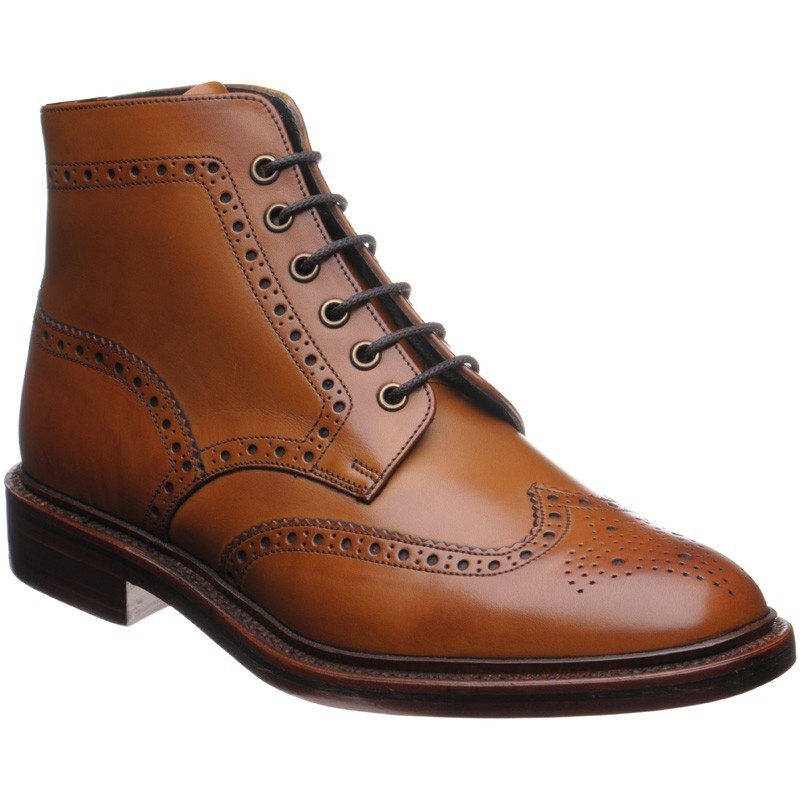 Handmade mens brogue wingtip ankle high leather boots, Mens dress leather boot