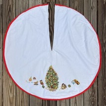 Christmas Tree Skirt Finished Cross Stitch Tree Toys Doll Holiday Lined 42” - $33.25