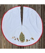 Christmas Tree Skirt Finished Cross Stitch Tree Toys Doll Holiday Lined 42” - $33.25