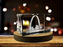 LED Base included | The Gateway Arch 3D Engraved Crystal Keepsake Souvenir - £31.41 GBP+