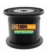 304 Stainless Steel Black Vinyl Coated Wire Rope 1 16 Inch Overmolded to... - $37.39