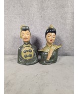 Vtg 1950&#39;S Chinese Man &amp; Woman Ceramic Bust Figurines Hand Painted ~ USA - $19.98