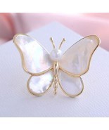 Mother of Pearl White Butterfly Brooch - $11.20