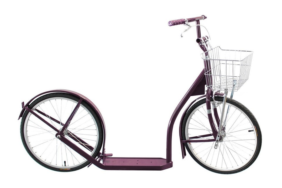 20&quot; Adult PLUM SCOOTER Genuine Amish Kick Bike w/ Basket &amp; Brakes MADE i... - $372.97