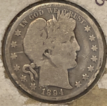 1894-O Barber Silver Half Dollar. Better Date! - £26.05 GBP