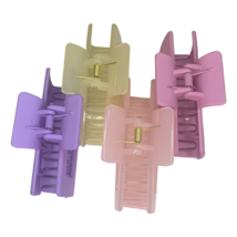 Lot of 4 Hair Claw Shark Clips Purple, Pink, Yellow Matte &amp; Translucent NEW - £8.59 GBP