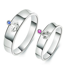 Name Engrave Matching Pair of Engagement Rings Set for Couples - £52.18 GBP