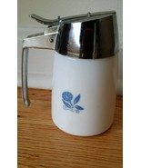 Vintage Blue Cornflower MilkGlass Chrome Creamer Syrup Dispenser Dripcut... - $14.84 CAD