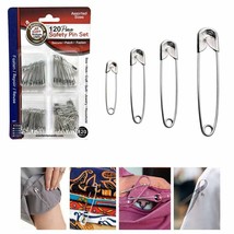 120Ct Safety Pins Set Assorted Sizes Nickel Plated Steel Clothes Crafts ... - $14.99