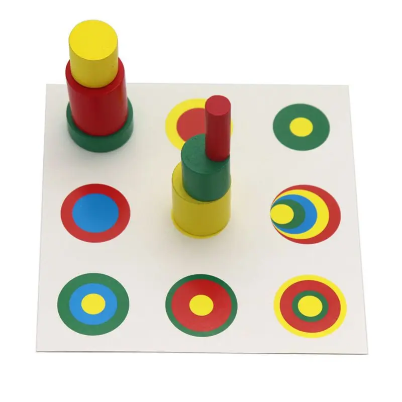 Montessori Wooden Cylinders Educational Toys With Card Kids Children Early - £11.05 GBP