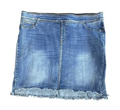 Coco + Carmen Jean Skirt Womens XXL Denim Stretch Frayed Hem Boho Elasti... - $22.76