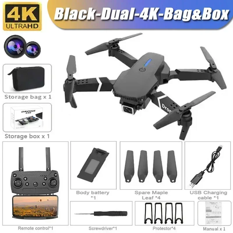 New E88Pro RC Drone 4K, 1080P Dual Camera,Foldable,WIFI FPV (B-Dual-4K-B... - $46.00