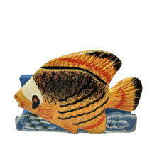 VTG Handcrafted Wood Fish Handpainted Card Letter Napkin Holder 3.25x4.75x1.75&quot; - $13.67