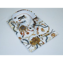 Men's Sports Shirt by MIZUMI Medallion Floral Printed Short Sleeves M648 White image 3