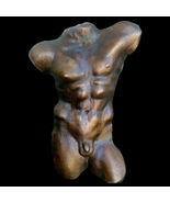 Nude Naked Greek Male Man Gay Torso sculpture plaque Dark Bronze Finish - $58.41