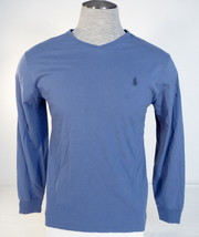 Polo Ralph Lauren Blue Long Sleeve Cotton Tee T Shirt Blue Polo Pony Mens NWT - £47.12 GBP