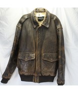 Avires A-2 Leather Bomber Jacket Men Large Distressed 1989 US Army Repli... - £154.80 GBP