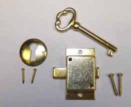 Grandfather Clock Door Lock &amp; Key Set NEW Brass Ridgeway Howard Miller Sligh - £13.36 GBP