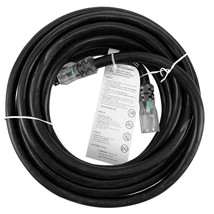 50 Ft Lighted Outdoor Extension Cord - 10/3 Sjtw Heavy Duty Black Extens... - £95.60 GBP