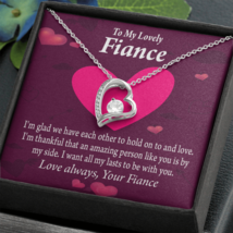 To My Fiancee I Want All My Lasts To Be With You Forever Necklace w Message Car - £44.59 GBP+